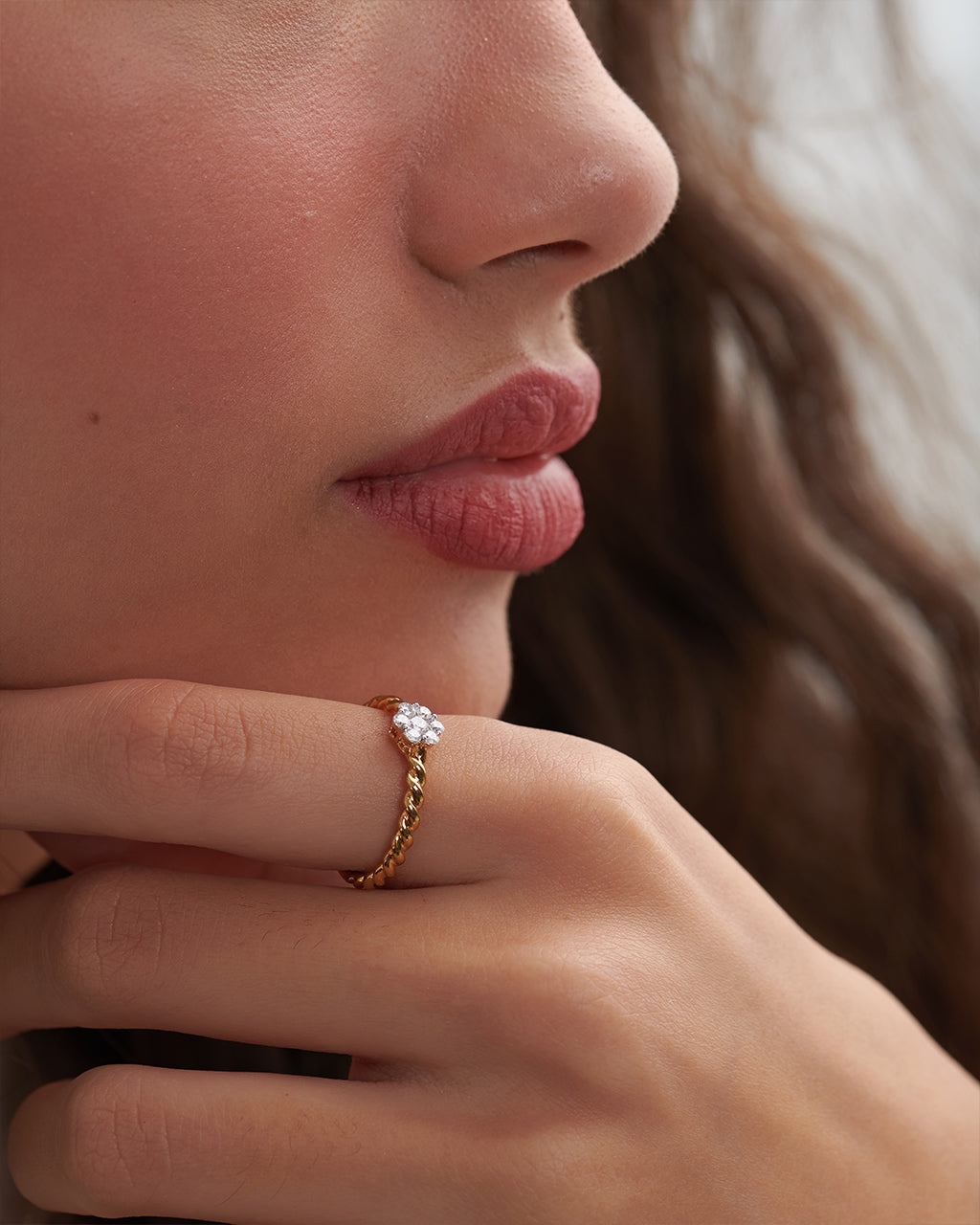 Twisted Floral Diamond Ring, 14K Gold Vermeil, 1/4 ct Lab Grown Diamond-5