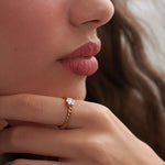 Twisted Floral Diamond Ring, 14K Gold Vermeil, 1/4 ct Lab Grown Diamond-5