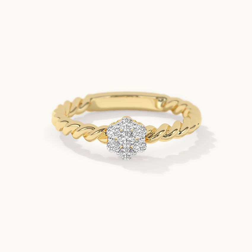 Twisted Floral Diamond Ring, 14K Solid Gold, 1/4 ct Lab Grown Diamond-3