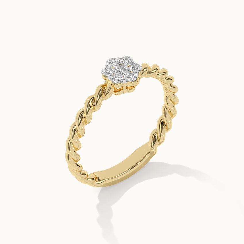 Twisted Floral Diamond Ring, 14K Solid Gold, 1/4 ct Lab Grown Diamond-7