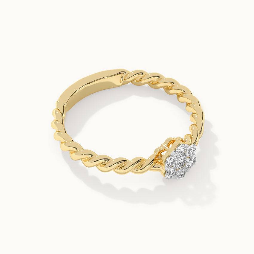 Twisted Floral Diamond Ring, 14K Solid Gold, 1/4 ct Lab Grown Diamond-8