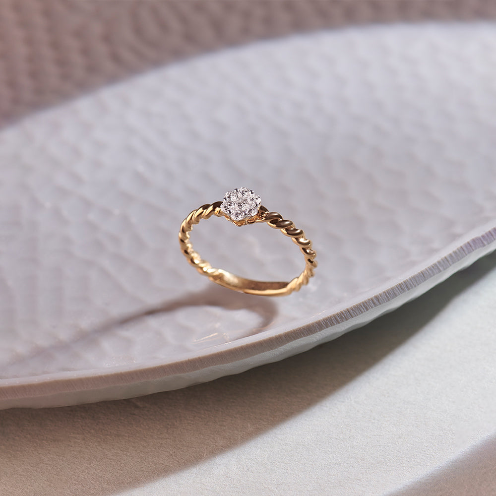 Twisted Floral Diamond Ring, 14K Gold Vermeil, 1/4 ct Lab Grown Diamond-1