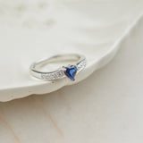 Created Sapphire & Diamond Heart Ring, 14K Solid Gold, 1/10 ct Lab Grown Diamond-1