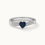Created Sapphire & Diamond Heart Ring, 14K Solid Gold, 1/10 ct Lab Grown Diamond-3