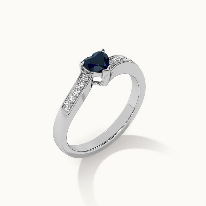Created Sapphire & Diamond Heart Ring