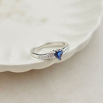 Created Sapphire & Diamond Heart Ring, Sterling Silver, 1/10 ct Lab Grown Diamond-6