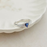 Created Sapphire & Diamond Heart Ring, Sterling Silver, 1/10 ct Lab Grown Diamond-6