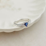 Created Sapphire & Diamond Heart Ring, 14K Solid Gold, 1/10 ct Lab Grown Diamond-6