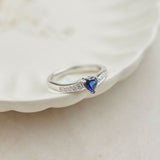 Created Sapphire & Diamond Heart Ring, 14K Solid Gold, 1/10 ct Lab Grown Diamond-6