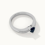 Created Sapphire & Diamond Heart Ring, 14K Solid Gold, 1/10 ct Lab Grown Diamond-8