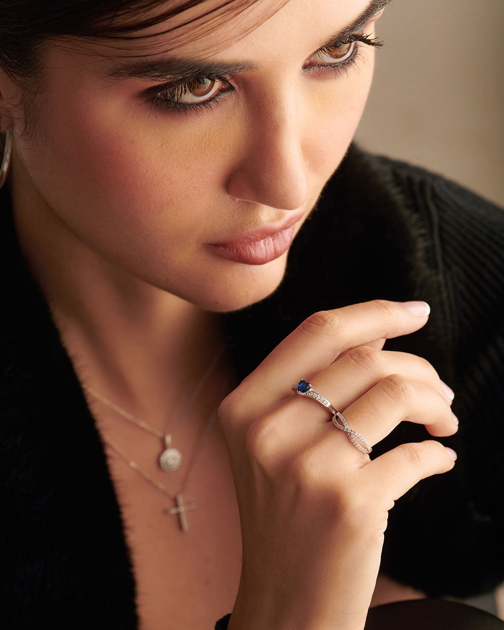 Created Sapphire & Diamond Heart Ring, Sterling Silver, 1/10 ct Lab Grown Diamond-2