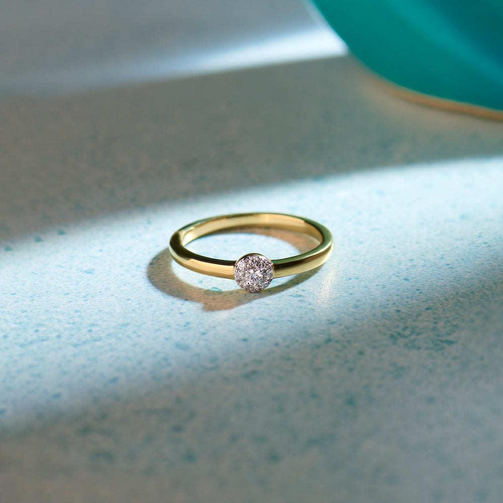 Round Cluster Diamond Ring, 14K Gold Vermeil, 1/20 ct Lab Grown Diamond-1