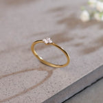 Floral Diamond Stackable Ring, 14K Gold Vermeil, 1/20 ct Lab Grown Diamond-6