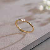 Floral Diamond Stackable Ring, 14K Gold Vermeil, 1/20 ct Lab Grown Diamond-6
