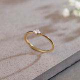 Floral Diamond Stackable Ring, 14K Gold Vermeil, 1/20 ct Lab Grown Diamond-6