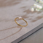 Floral Diamond Stackable Ring, 14K Gold Vermeil, 1/20 ct Lab Grown Diamond-1