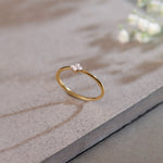 Floral Diamond Stackable Ring, 14K Gold Vermeil, 1/20 ct Lab Grown Diamond-1