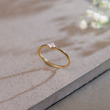 Floral Diamond Stackable Ring, 14K Gold Vermeil, 1/20 ct Lab Grown Diamond-1