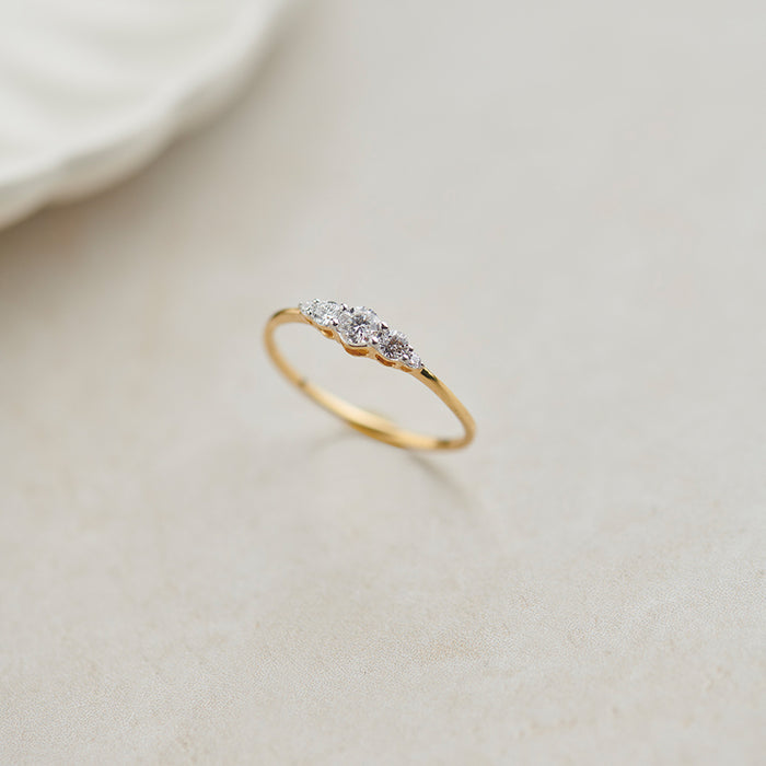 Five Stone Diamond Ring, 14K Gold Vermeil, 1/4 ct Lab Grown Diamond-1