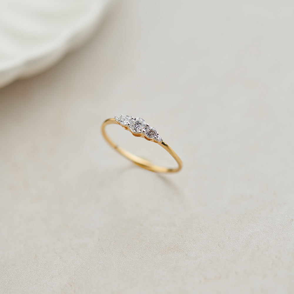 Five Stone Diamond Ring, 14K Solid Gold, 1/4 ct Lab Grown Diamond-1