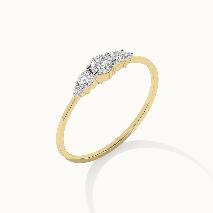 Five Stone Diamond Ring, 14K Gold Vermeil, 1/4 ct Lab Grown Diamond-9