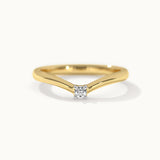 Single Stone Diamond Ring, 14K Gold Vermeil, 1/20 ct Lab Grown Diamond-3