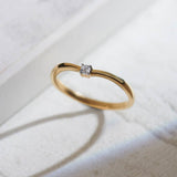 Single Stone Diamond Ring, 14K Gold Vermeil, 1/20 ct Lab Grown Diamond-6