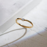 Single Stone Diamond Ring, 14K Gold Vermeil, 1/20 ct Lab Grown Diamond-1