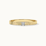 Textured Stackable Diamond Ring, 10K Solid Gold, 1/20 ct Lab Grown Diamond-3