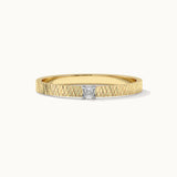 Textured Stackable Diamond Ring, 10K Solid Gold, 1/20 ct Lab Grown Diamond-3