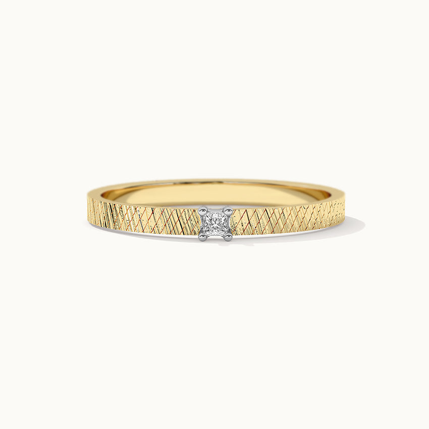 Textured Stackable Diamond Ring, 10K Solid Gold, 1/20 ct Lab Grown Diamond-3
