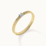 Textured Stackable Diamond Ring, 10K Solid Gold, 1/20 ct Lab Grown Diamond-6