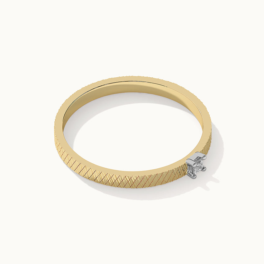 Textured Stackable Diamond Ring, 10K Solid Gold, 1/20 ct Lab Grown Diamond-7