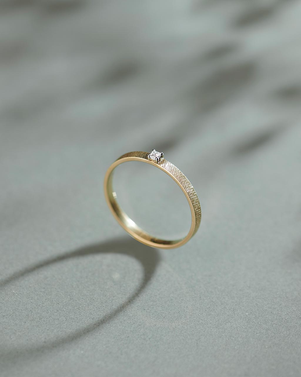 Textured Stackable Diamond Ring, 10K Solid Gold, 1/20 ct Lab Grown Diamond-5