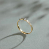 Textured Stackable Diamond Ring, 10K Solid Gold, 1/20 ct Lab Grown Diamond-5