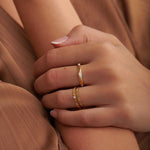 Textured Stackable Diamond Ring, 10K Solid Gold, 1/20 ct Lab Grown Diamond-2