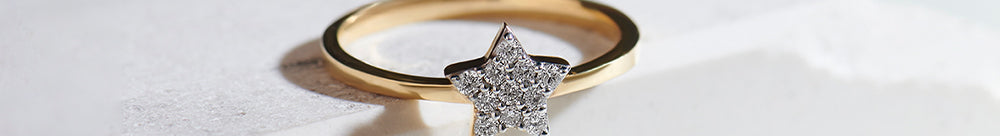 Star Pave Diamond Ring, 14K Gold Vermeil, 1/8 ct Lab Grown Diamond-1