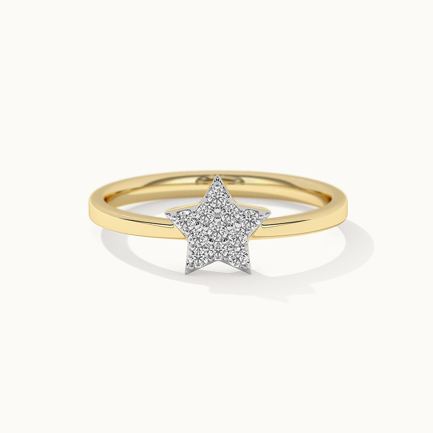 Star Pave Diamond Ring, 14K Gold Vermeil, 1/8 ct Lab Grown Diamond-3