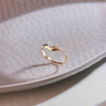 Faceted Round Diamond Ring, 14K Gold Vermeil, 1/4 ct Lab Grown Diamond-1