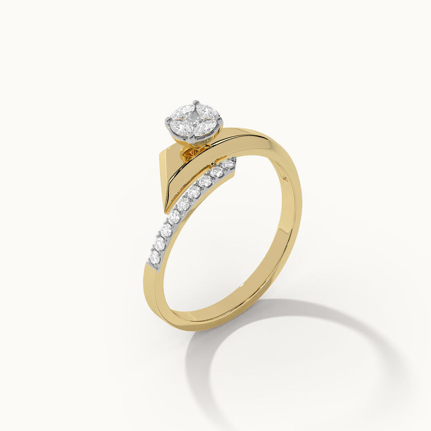 Faceted Round Diamond Ring, 14K Gold Vermeil, 1/4 ct Lab Grown Diamond-6