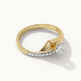 Faceted Round Diamond Ring, 14K Gold Vermeil, 1/4 ct Lab Grown Diamond-7