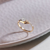 Faceted Round Diamond Ring, 14K Solid Gold, 1/4 ct Lab Grown Diamond-5