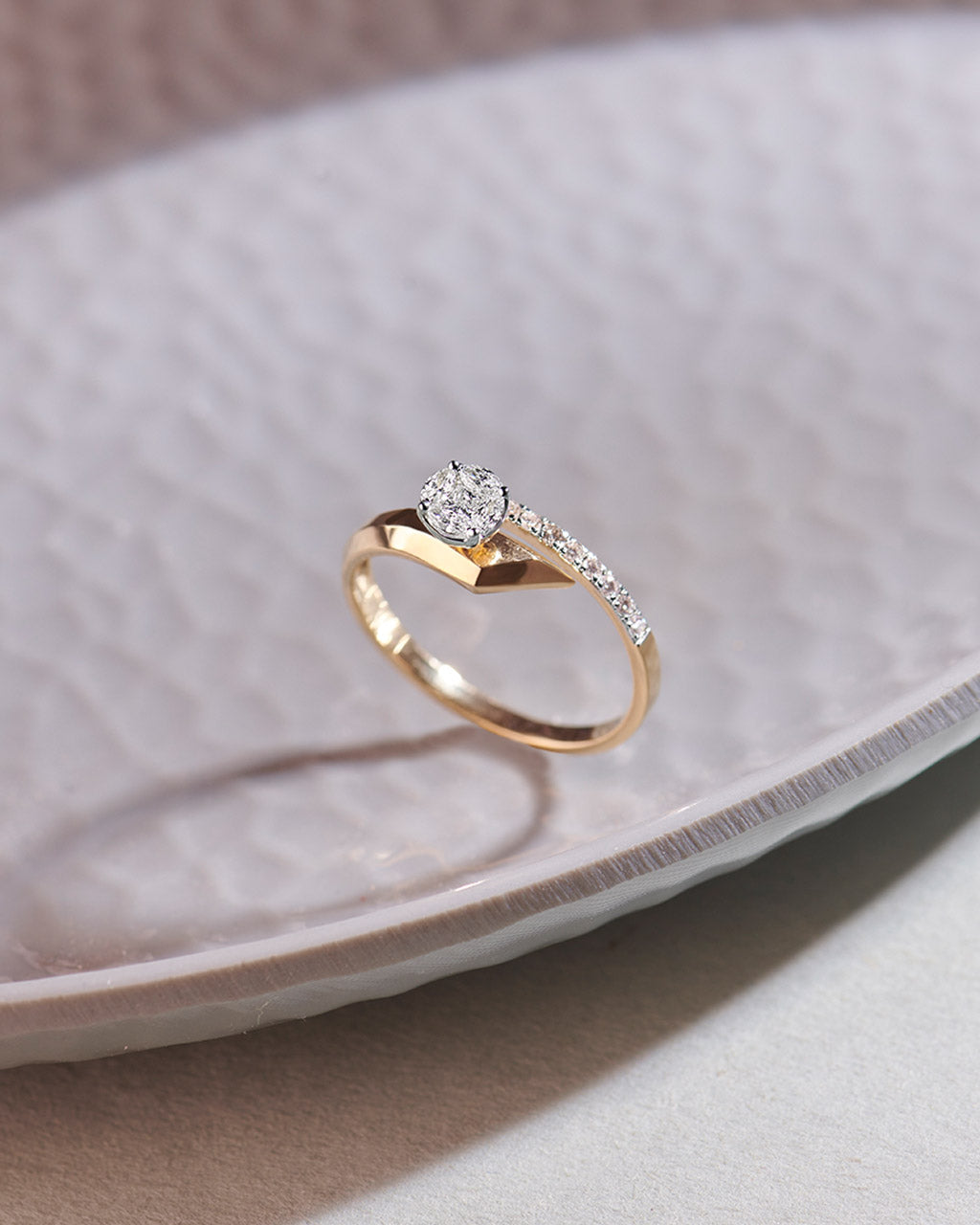 Faceted Round Diamond Ring, 14K Gold Vermeil, 1/4 ct Lab Grown Diamond-5