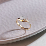 Faceted Round Diamond Ring, 14K Gold Vermeil, 1/4 ct Lab Grown Diamond-5