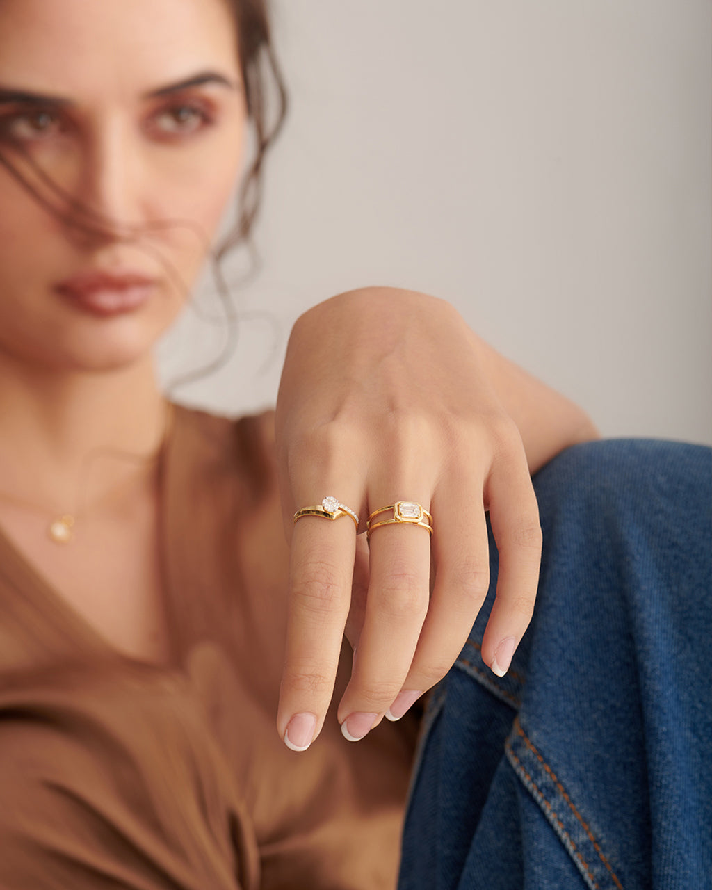 Faceted Round Diamond Ring, 14K Gold Vermeil, 1/4 ct Lab Grown Diamond-2