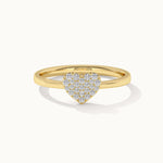 Heart Pave Diamond Ring, 14K Solid Gold, 1/6 ct Lab Grown Diamond-4