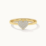 Heart Pave Diamond Ring, 14K Solid Gold, 1/6 ct Lab Grown Diamond-4