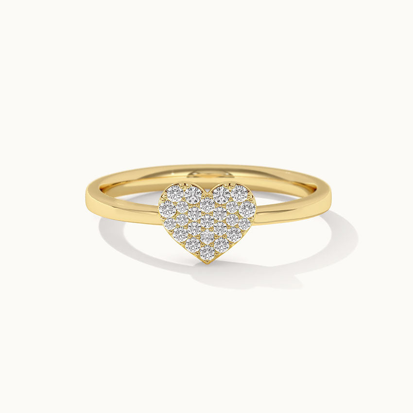 Heart Pave Diamond Ring, 14K Solid Gold, 1/6 ct Lab Grown Diamond-4