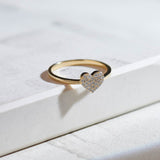 Heart Pave Diamond Ring, 14K Solid Gold, 1/6 ct Lab Grown Diamond-7