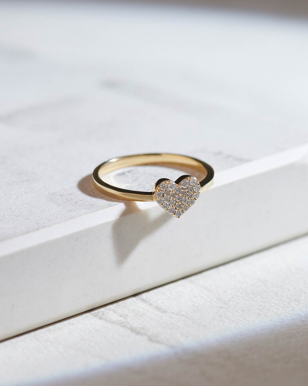 Heart Pave Diamond Ring, 14K Gold Vermeil, 1/6 ct Lab Grown Diamond-7